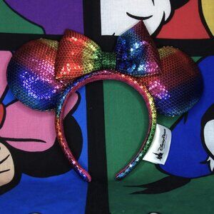 Disney Parks Minnie Mouse Rainbow Sequin Ear Headband